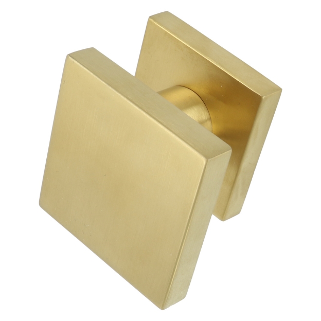 Voordeurknop BASIC BSQ60V vast op rozet PVD mat goud