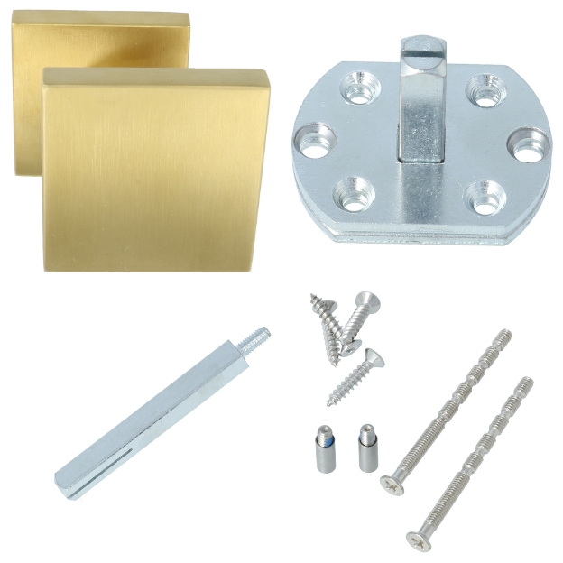 Voordeurknop BASIC BSQ60V vast op rozet PVD mat goud