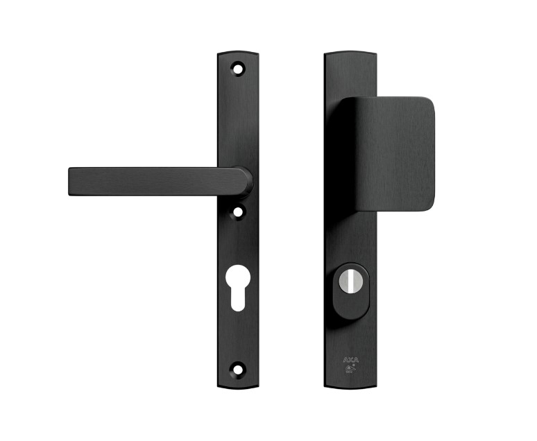 Axa Curve Plus Smal Veiligheidsbeslag PC72 met kerntrekbeveiliging knop/kruk SKG3 Zwart