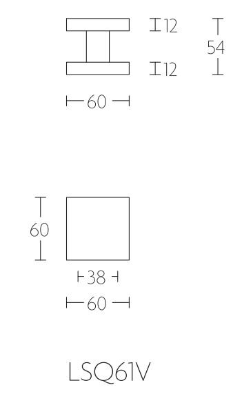 Voordeurknop SQUARE LSQ61V Vast Centrisch mat rvs - Afbeelding 2