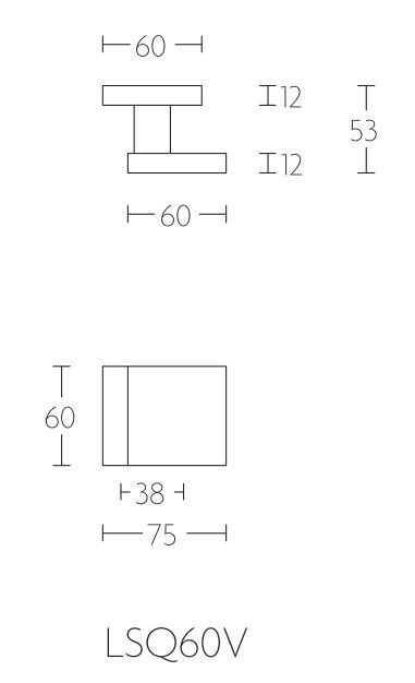 Voordeurknop SQUARE LSQ60V Vast Excentrisch rvs gepolijst - Afbeelding 2