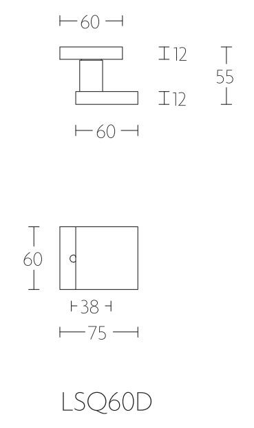 Voordeurknop SQUARE LSQ60D Draaibaar Excentrisch PVD mat rvs - Afbeelding 2