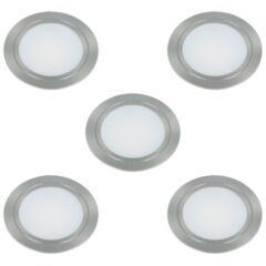 Set van 5 led spots inbouw RVS-look