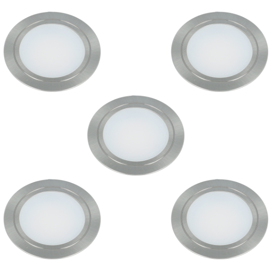 Set van 5 led spots inbouw RVS-look