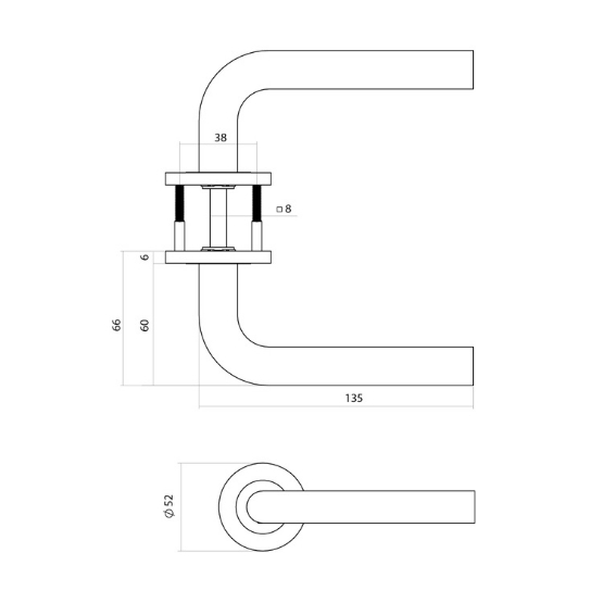 Intersteel deurkruk Q 02 op rozet verdekt ø52x6mm pvd antraciet
