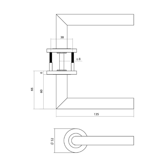 Intersteel deurkruk Q 01 op rozet verdekt ø52x6mm pvd antraciet