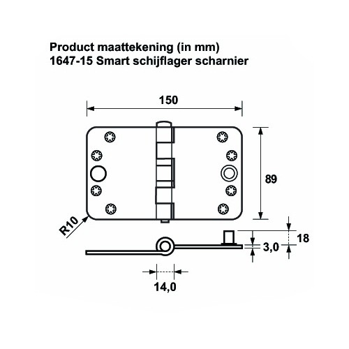 AXA Smart schijflagerscharnier SKG*** 89 x 150 mm