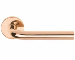 Deurkruk BASIC LBIII-19 op ronde rozet PVD Gepolijst Koper