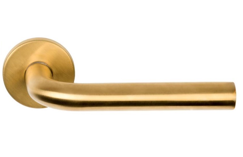 Deurkruk BASIC LBIII-19 op ronde rozet PVD Mat Goud