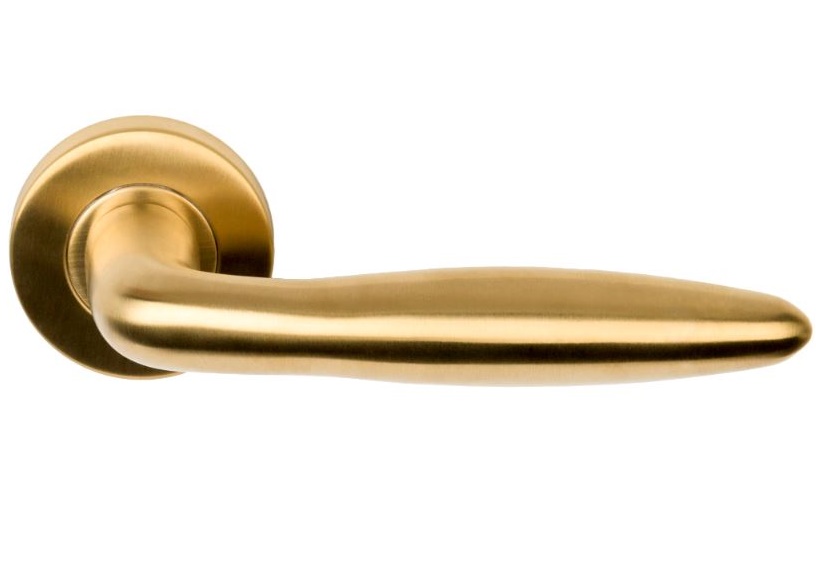 Deurkruk BASIC LBXVIII op ronde rozet PVD Mat Goud