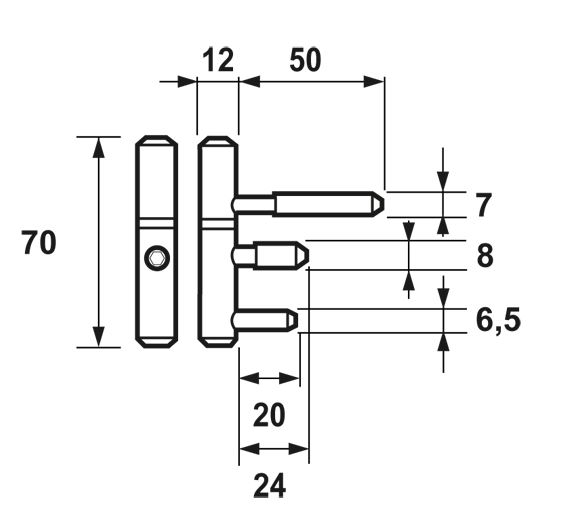 AXA Inboorpaumelle voor Stalen kozijnen staal vernikkeld