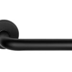 Gatdeel Rechts Deurkruk BASIC LBIII-19 op ronde rozet Mat Zwart