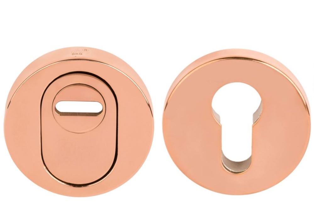 SKG*** Veiligheid-Rozet Met Kerntrekbeveiliging PVD Gepolijst Koper