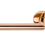 Gatdeel Links Deurkruk BASIC LBII-19 op ronde rozet PVD Gepolijst Koper