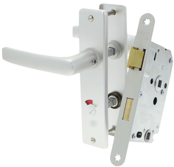 Nemef toilet-badkamer slot 1264 Met Beslag kortschild aluminium