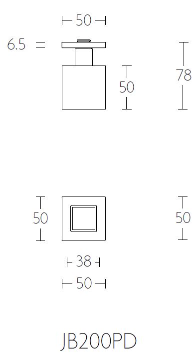 Knopkruk SQUARE JB200PD ongeveerd op rozet mat rvs - Afbeelding 2