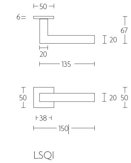 Deurklink SQUARE LSQI-G op rozet mat zwart - Afbeelding 2