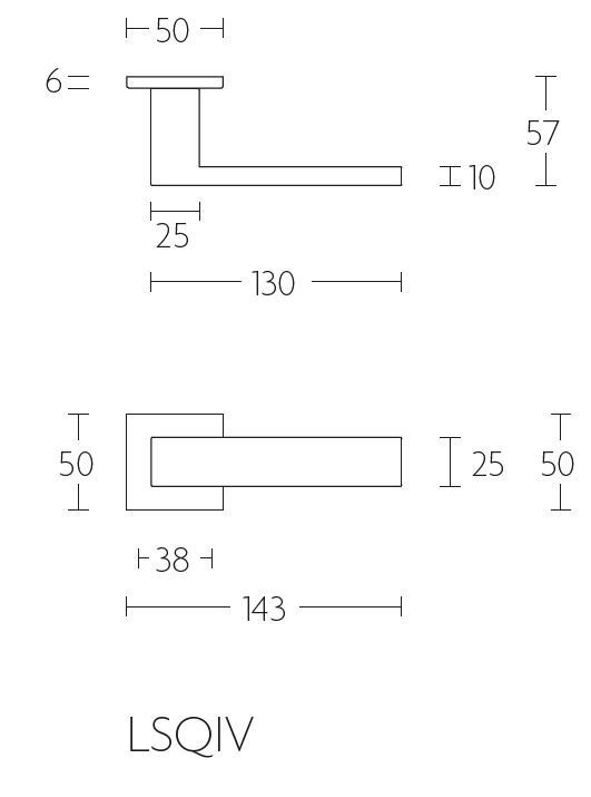 Deurklink SQUARE LSQIV-G op rozet mat zwart - Afbeelding 2