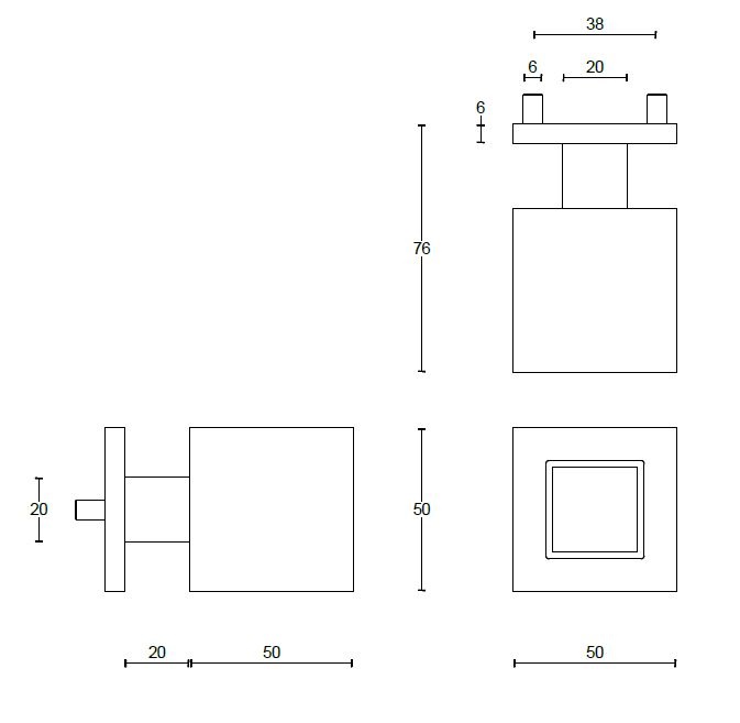 Voordeurknop SQUARE JB200V Vast op rozet rvs - Afbeelding 3