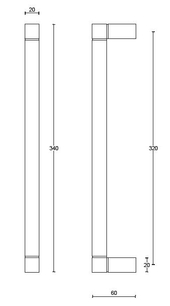 Deurgreep SQUARE JB320 NP 300 mm mat rvs - Afbeelding 2