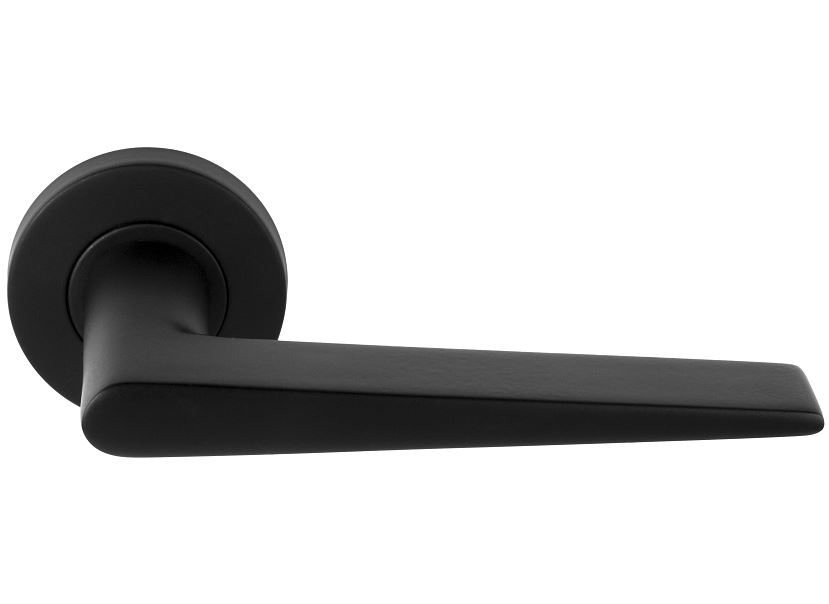 Deurkruk BASIC LBXXI op ronde rozet Mat Zwart