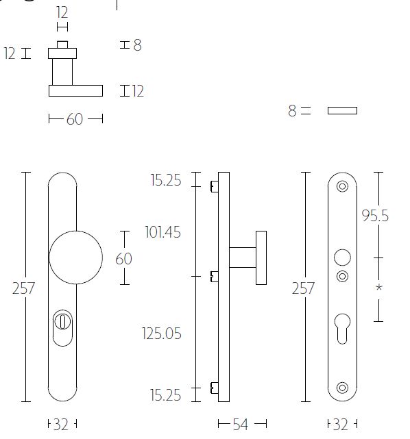 Veiligheidsbeslag PC92 met kerntrek beveiliging BASICS LB60-28KT knop/kruk SKG3 rvs - Afbeelding 2