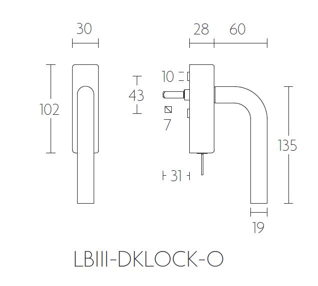 Draaikiepgarnituur BASICS LBIII-19DKLOCK-O mat zwart - Afbeelding 2