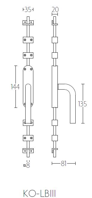 Kruk-Espagnolet KO-LBIII rechts mat rvs - Afbeelding 2