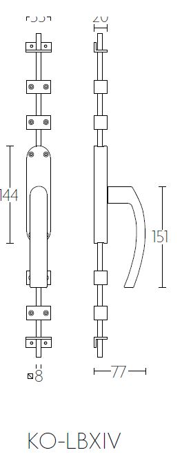 Kruk-Espagnolet KO-LBXIV rechts mat rvs - Afbeelding 2