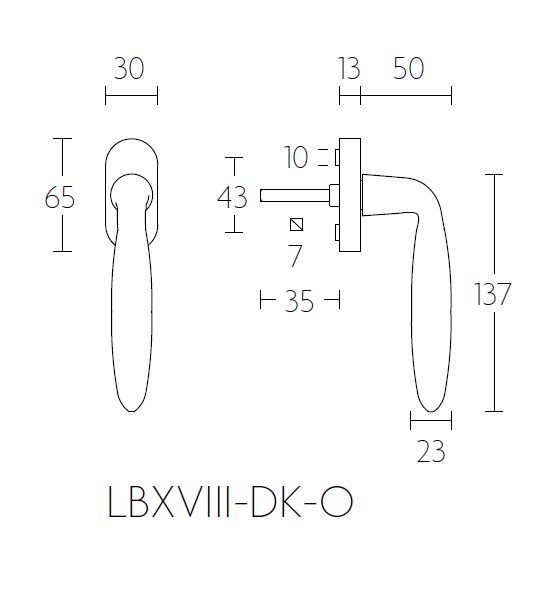 Draaikiepgarnituur BASICS LB18H-DK-O rechts mat rvs