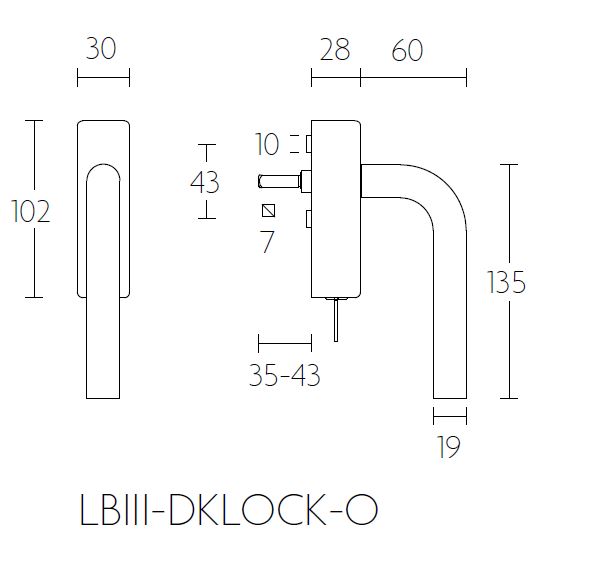 Draaikiepgarnituur BASICS LBIII-19DKLOCK-O mat rvs - Afbeelding 2
