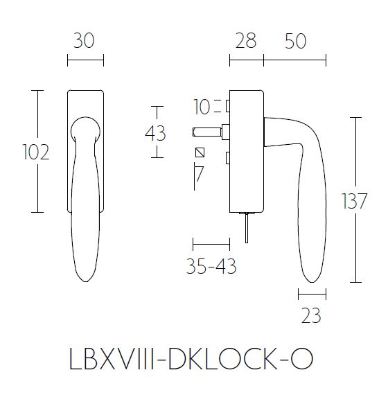 Draaikiepgarnituur BASICS LB18H-DKLOCK-O rechts mat rvs