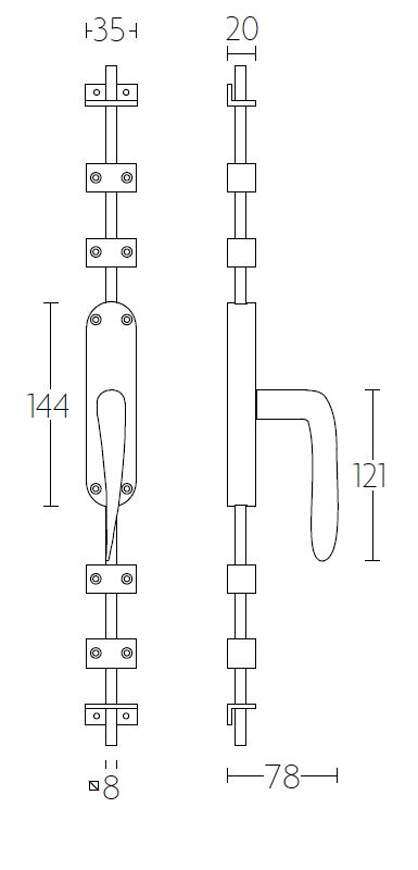 Kruk-Espagnolet KO-LBXX rechts mat zwart/zwart - Afbeelding 2