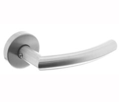 Deurkruk Half Rond/Hoek 90° met geveerde rozet ATP RVS