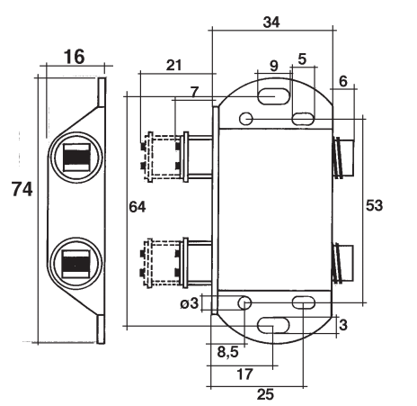 Automatische kastdeuropener Dubbel zwart met tegenplaat