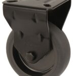 Bokwiel Zwart met bevestigingsplaat 75 mm