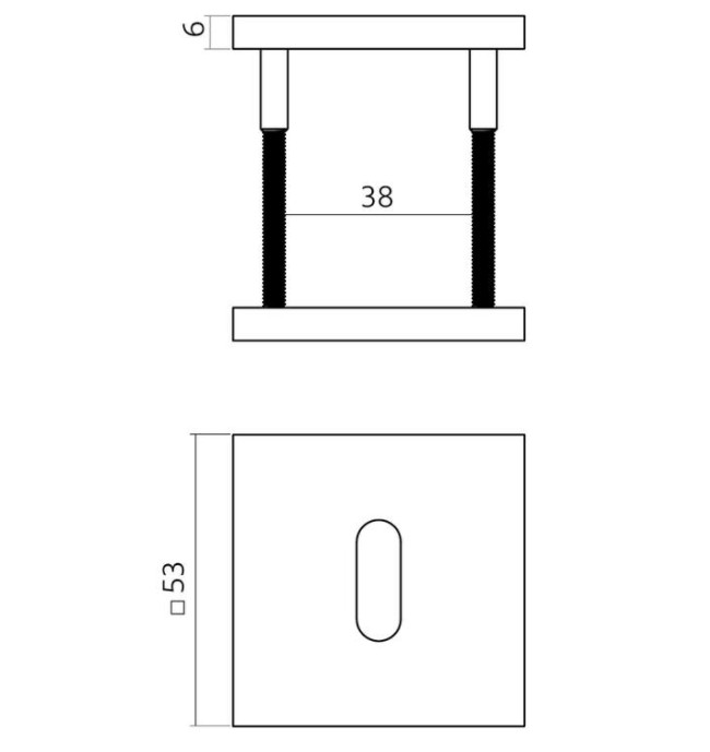 Intersteel sleutelrozetten verdekt 53x53x6mm PVD zwart - Afbeelding 2