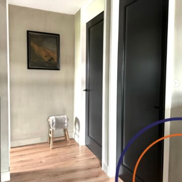 Set klinken ijzer zwart inclusief rozetten bij familie Hazekamp thuis