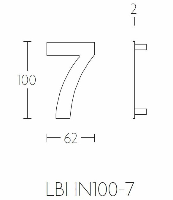 BASICS Huisnummer LBHN100-7 PVD mat rvs - Afbeelding 2