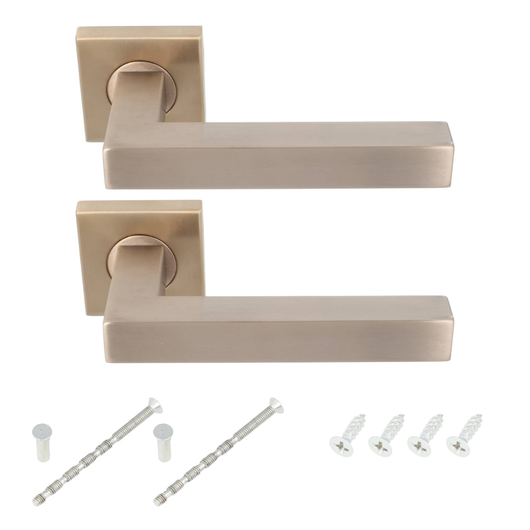 Deurklink BASICS BSQ1-G op vierkant rozet PVD licht brons - Afbeelding 5