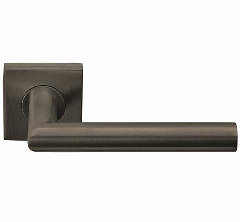 Deurkruk BASIC LBII-19BSQR53 op geveerd rozet Brons