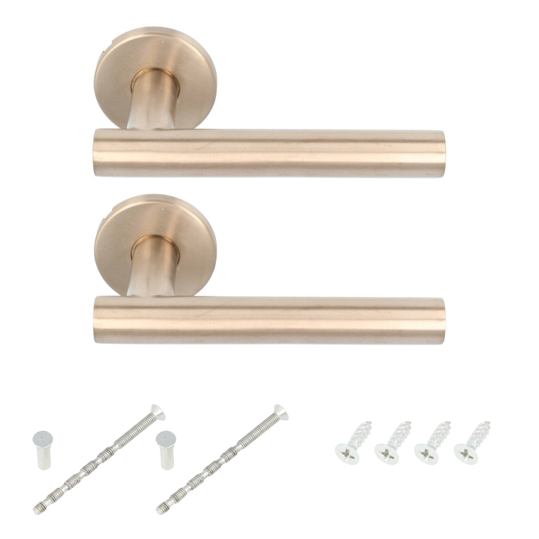 Deurklink Pho op ronde rozet PVD licht brons - Afbeelding 5