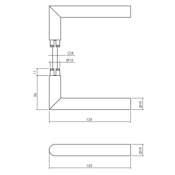 Intersteel SKG3 veiligheid achterdeur set Jura vierkant PVD messingkleur - Afbeelding 2