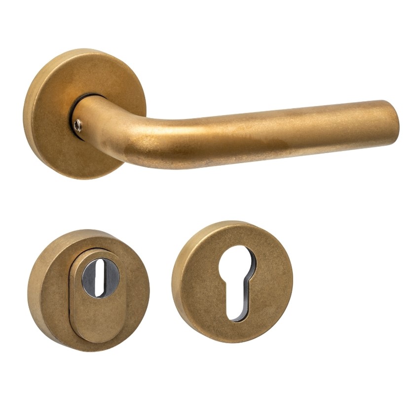 Intersteel SKG3 veiligheid achterdeur set Luzern rond PVD messing getrommeld