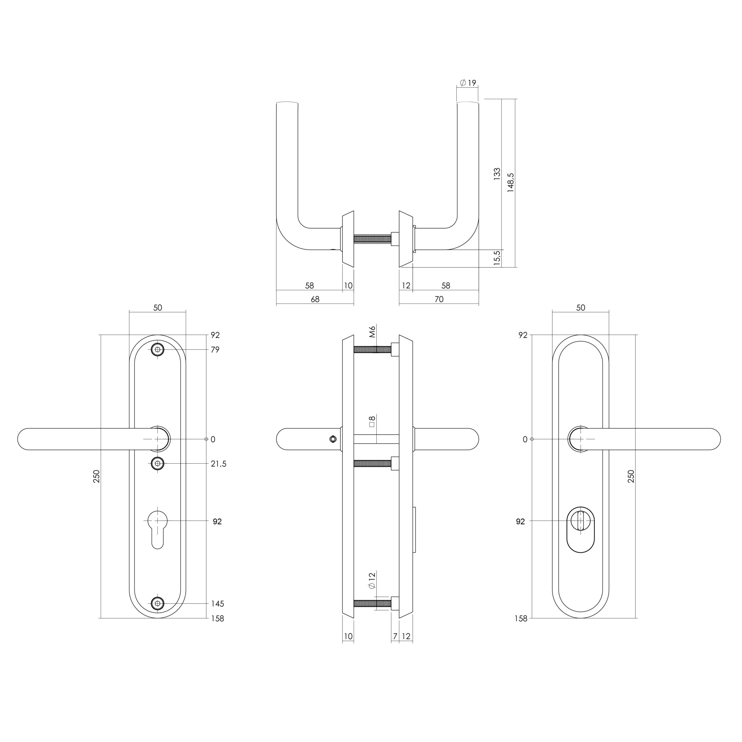 Intersteel SKG3 veiligheidsbeslag ovaal kruk/kruk Luzern PC92mm met kerntrekbeveiliging PVD messing getrommeld - Afbeelding 2