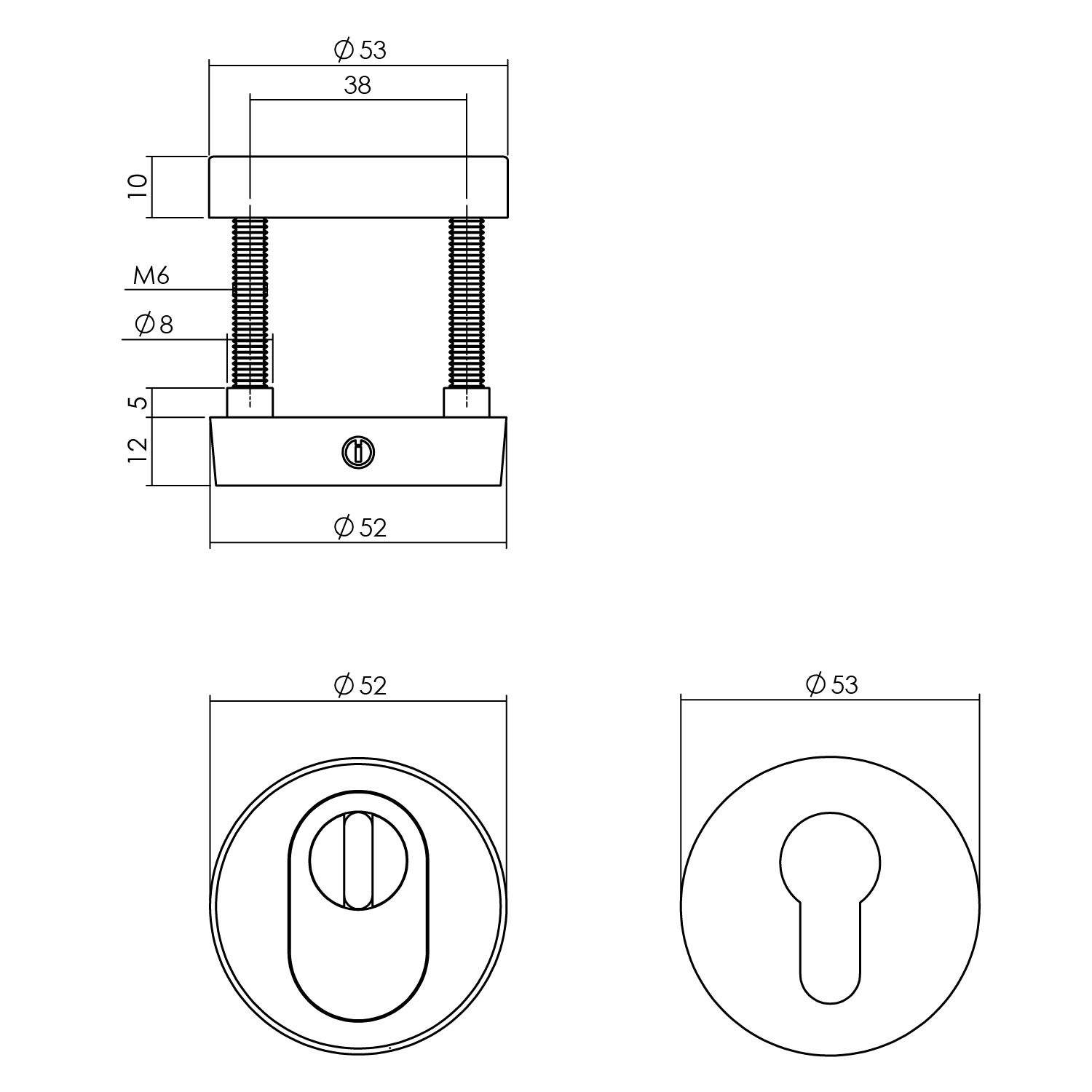 Intersteel SKG3 veiligheidsrozetten rond verdekt ø52x12mm met kerntrekbeveiliging PVD messing getrommeld - Afbeelding 2