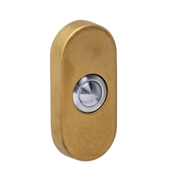 Intersteel beldrukker ovaal verdekt PVD messing getrommeld