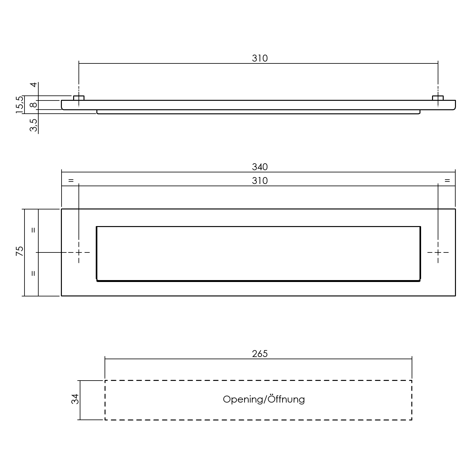 Intersteel briefplaat rechthoekig met klep/regenrand PVD messingkleur - Afbeelding 2