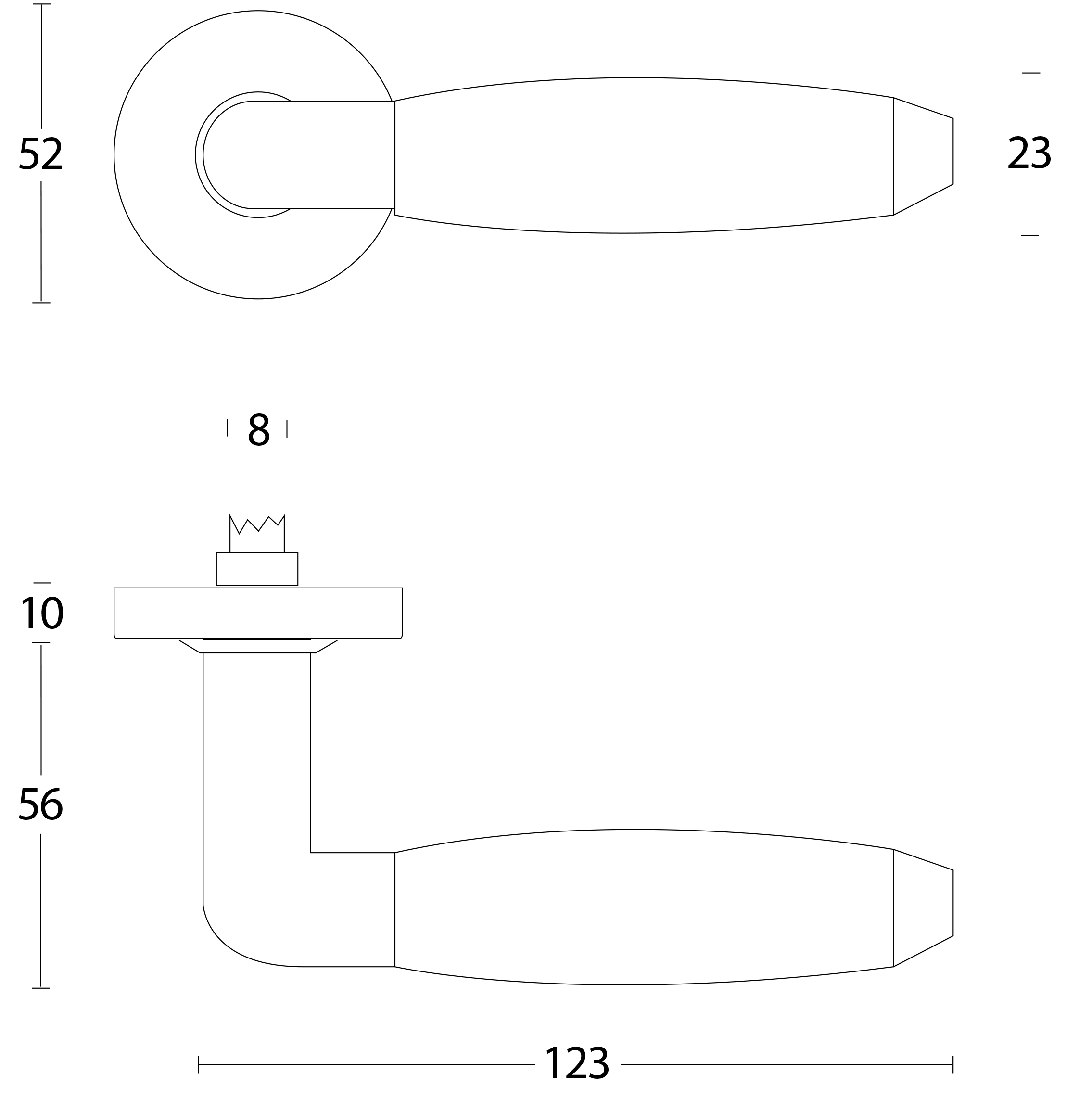 Intersteel deurklink Combinatie op rozet verdekt ø53x10mm PVD messingkleur/zwart - Afbeelding 2