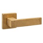 Intersteel set achterdeurbeslag vierkant deurkruk Amsterdam met massieve rozetten PVD messing getrommeld